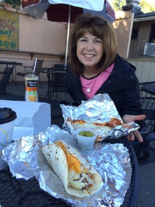 Breakfast burrito With red and green chilies 